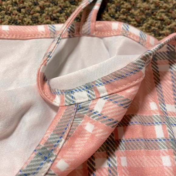 Medium Romwe Pink Spaghetti Strap Plaid Bodysuit - Picture 6 of 6